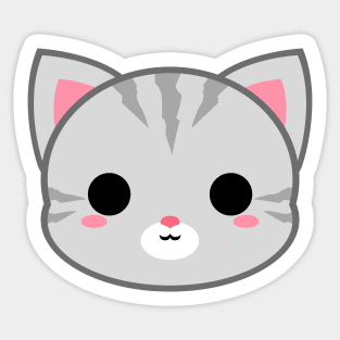 Cute Light Grey Tabby Cat Sticker